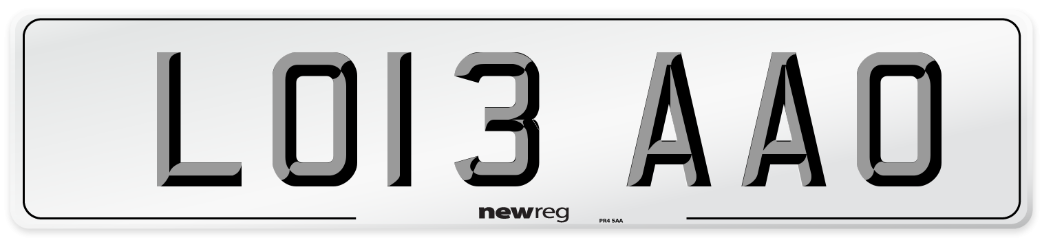 LO13 AAO Number Plate from New Reg
